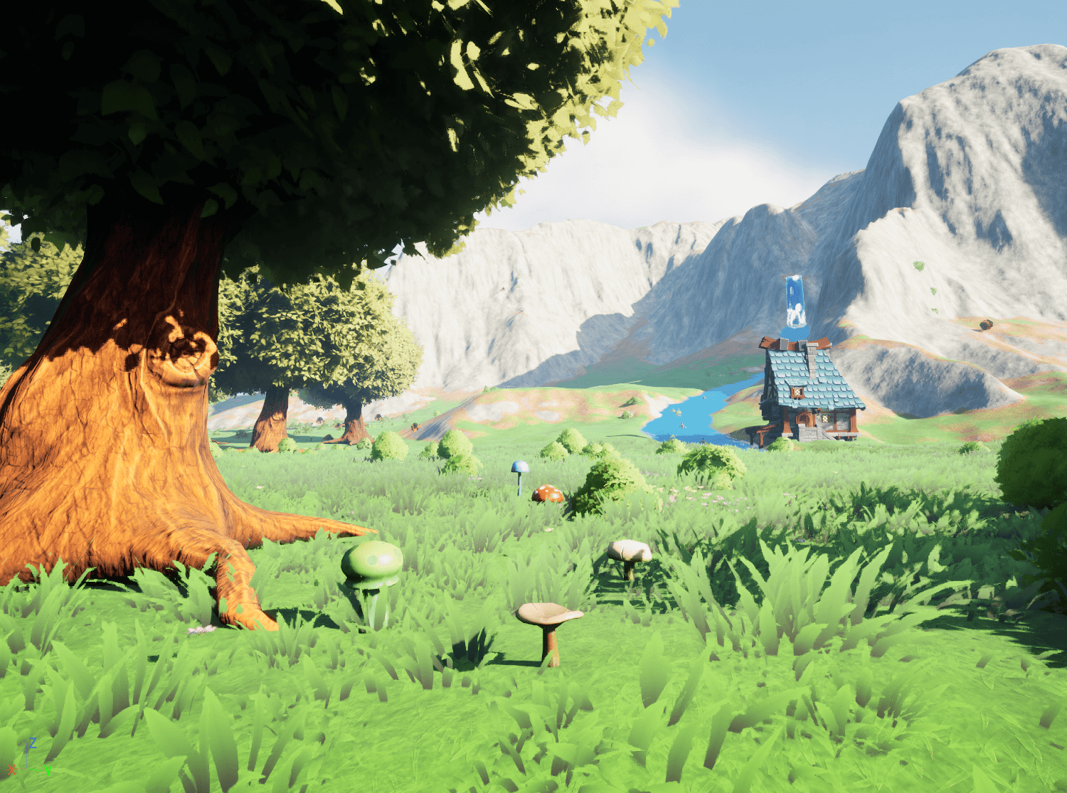 A bunch of shrooms under trees