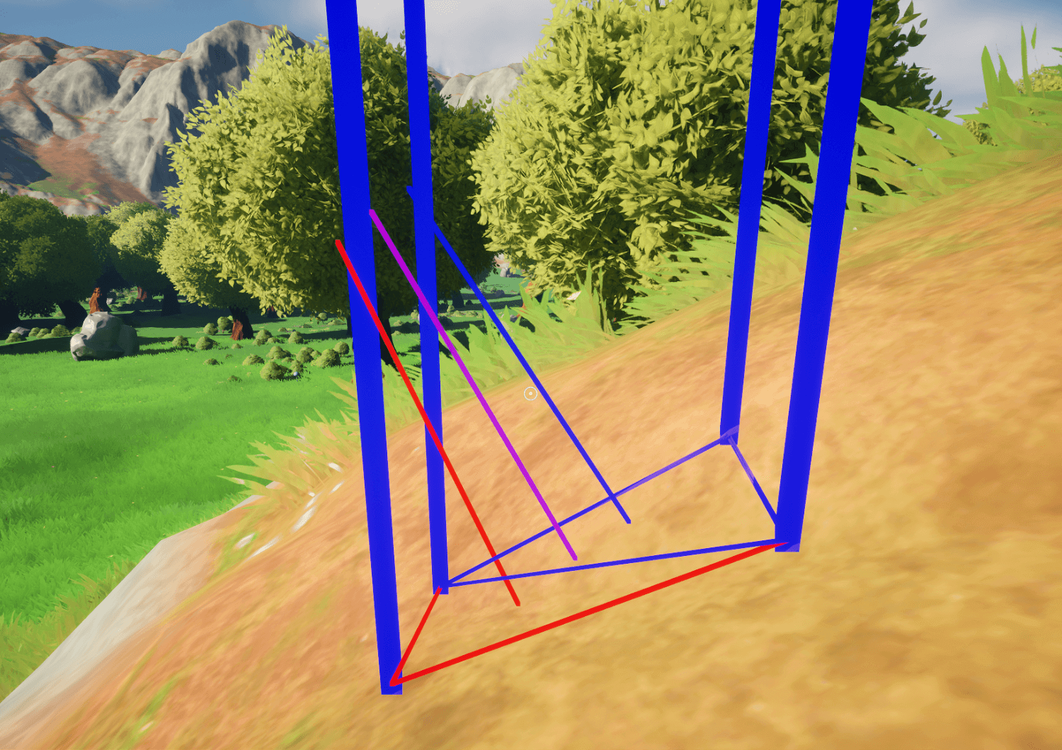 We split the bottom of the chest plane into two triangle to check their normals